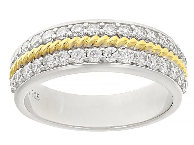 Moissanite Platineve And 14K Yellow Gold Over Platineve Band Ring .64ctw DEW.