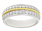 Moissanite Platineve And 14K Yellow Gold Over Platineve Band Ring .64ctw DEW.