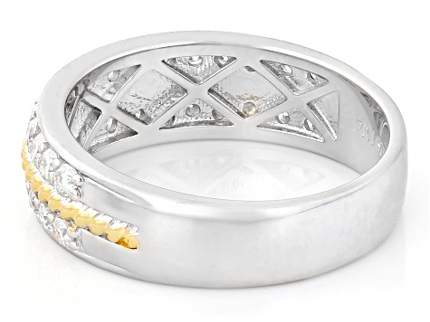 Moissanite Platineve And 14K Yellow Gold Over Platineve Band Ring .64ctw DEW.