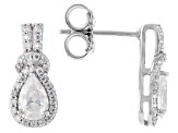 Moissanite Platineve Halo Earrings 1.44ctw DEW.
