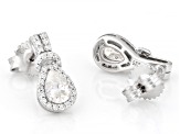 Moissanite Platineve Halo Earrings 1.44ctw DEW.