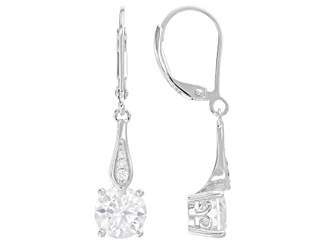 Moissanite Platineve Dangle Earrings 2.48ctw DEW.