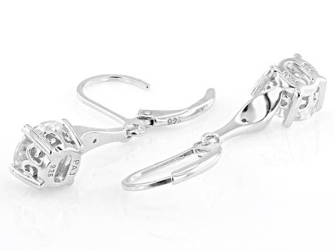Moissanite Platineve Dangle Earrings 2.48ctw DEW.
