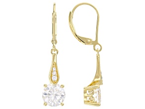 Moissanite 14k Yellow Gold Over Silver Dangle Earrings 2.48ctw DEW.