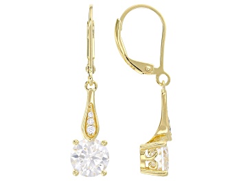 Picture of Moissanite 14k Yellow Gold Over Silver Dangle Earrings 2.48ctw DEW.