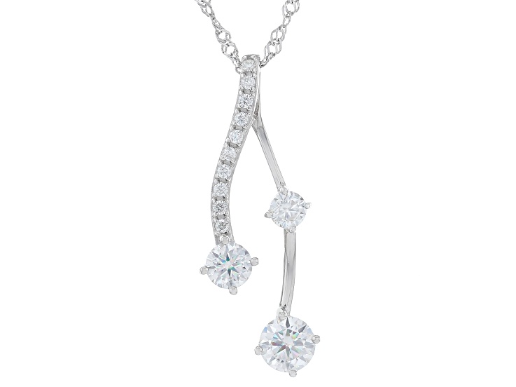 Moissanite Platineve Wishbone Style Pendant 1.73ctw DEW. - MFJ619