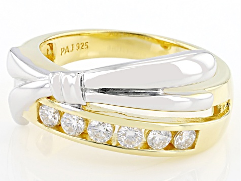 Moissanite 14k Yellow Gold Over Platineve Two Tone Ring