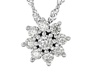 Moissanite Platineve Flower Design Pendant .61ctw DEW