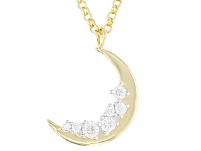 Moissanite 14k Yellow Gold Over Silver Half Moon  Adjustable Necklace 0.21ctw DEW.