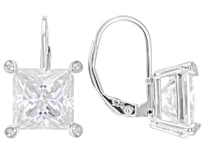 Moissanite Platineve Drop Earrings 5.68ctw DEW