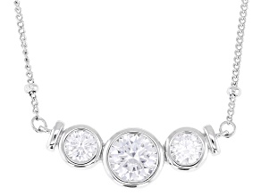 Moissanite Platineve Three Stone Necklace 1.28ctw DEW
