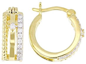 Moissanite 14k Yellow Gold Over Silver Hoop Earrings 0.24ctw DEW