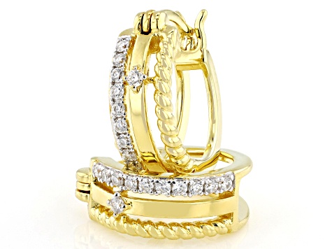 Moissanite 14k Yellow Gold Over Silver Hoop Earrings 0.24ctw DEW