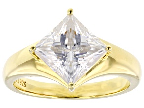 Moissanite 14k Yellow Gold Over Silver Solitaire Ring 2.80ct DEW.
