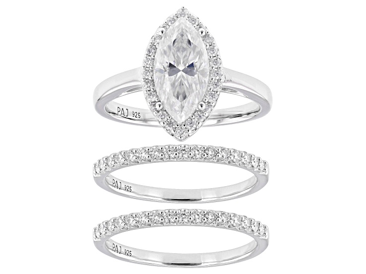 Moissanite Platineve Ring With Two Bands 2.48ctw DEW.