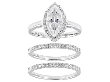 Moissanite Platineve Halo Ring 4.65ctw DEW.