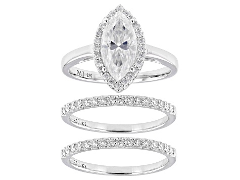 Moissanite Platineve Ring With Two Bands 2.48ctw DEW.