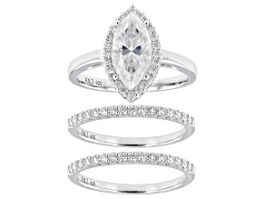 Moissanite Platineve Ring With Two Bands 2.48ctw DEW.