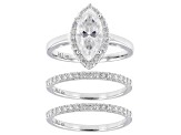 Moissanite Platineve Ring With Two Bands 2.48ctw DEW.