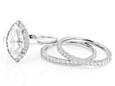 Moissanite Platineve Ring With Two Bands 2.48ctw DEW.