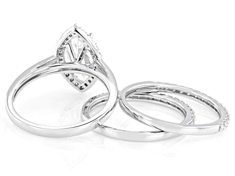 Moissanite Platineve Ring With Two Bands 2.48ctw DEW.
