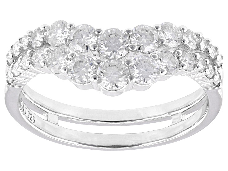 Moissanite Platineve Chevron Style Ring 1.12ctw DEW.
