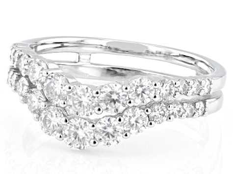 Moissanite Platineve Chevron Style Ring 1.12ctw DEW
