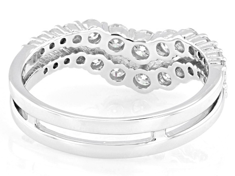 Moissanite Platineve Chevron Style Ring 1.12ctw DEW