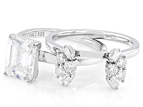 Moissanite Platineve Ring With band 2.92ctw DEW.