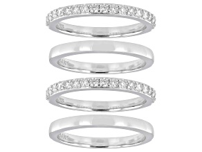 Moissanite Platineve Set Of four Stackable Band Rings 0.76ctw DEW