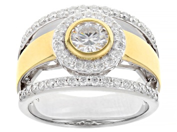 Picture of Moissanite Platineve And 14k Yellow Gold Over Silver Ring 1.60ctw DEW.
