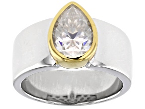 Moissanite Platineve And 14k Yellow Gold Over Platineve Solitaire Ring 2.10ct DEW.