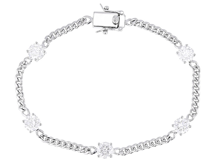 Moissanite Platineve Station Bracelet 4.00ctw DEW