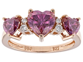 Pink And Colorless Moissanite 14k Rose Gold Over Silver Heart Ring 2.30ctw DEW