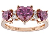 Pink And Colorless Moissanite 14k Rose Gold Over Silver Heart Ring 2.30ctw DEW