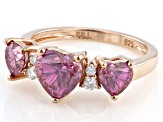 Pink And Colorless Moissanite 14k Rose Gold Over Silver Heart Ring 2.30ctw DEW