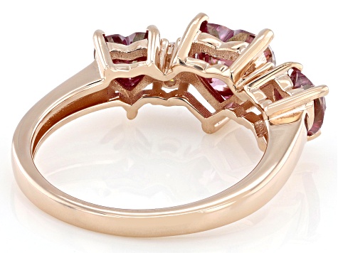 苺(3) Pink And Colorless Moissanite 14k Rose Gold Over Silver