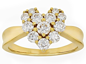 Moissanite 14k Yellow Gold Over Silver Heart Ring 1.02ctw DEW
