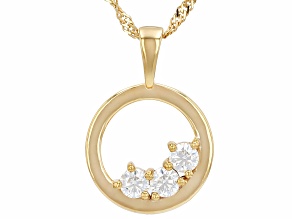 Moissanite 14k Yellow Gold Over Silver 3 Stone  Pendant 0.48ctw DEW