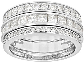 Moissanite Platineve Set Of Three Stackable Band Rings 2.28ctw DEW