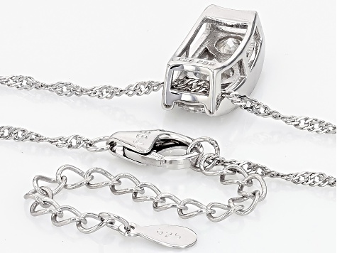Moissanite Platineve Three Stone Pendant 1.80ctw DEW