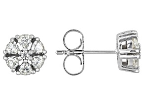 Moissanite Platineve Flower Earrings 0.64ctw DEW.