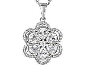 Moissanite Platineve Flower Pendant 2.88ctw DEW.