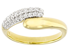 Moissanite 14k Yellow Gold Over Silver Bypass Ring 0.47ctw DEW.