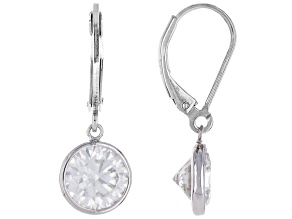 Moissanite Platineve Solitaire Earrings 3.80ctw DEW.