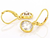 Moissanite 14k Yellow Gold Over Silver Solitaire Earrings 3.80ctw DEW.