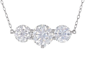 Moissanite Platineve 3 Stone Necklace 3.90ctw DEW.