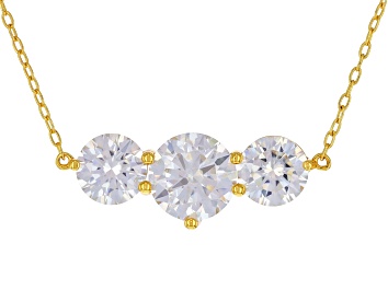 Picture of Moissanite 14k Yellow Gold Over Silver 3 Stone Necklace 3.90ctw DEW.