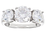 Moissanite Platineve 3 Stone Ring 3.90ctw DEW.