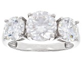 Moissanite Platineve 3 Stone Ring 3.90ctw DEW.